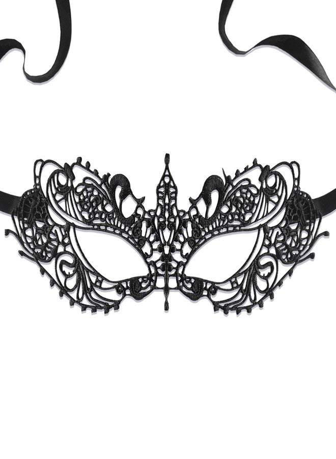 UOUYOO Black Masquerade Mask for Women Lace Eye Mask for Party Prom Ball Costume - Image 3